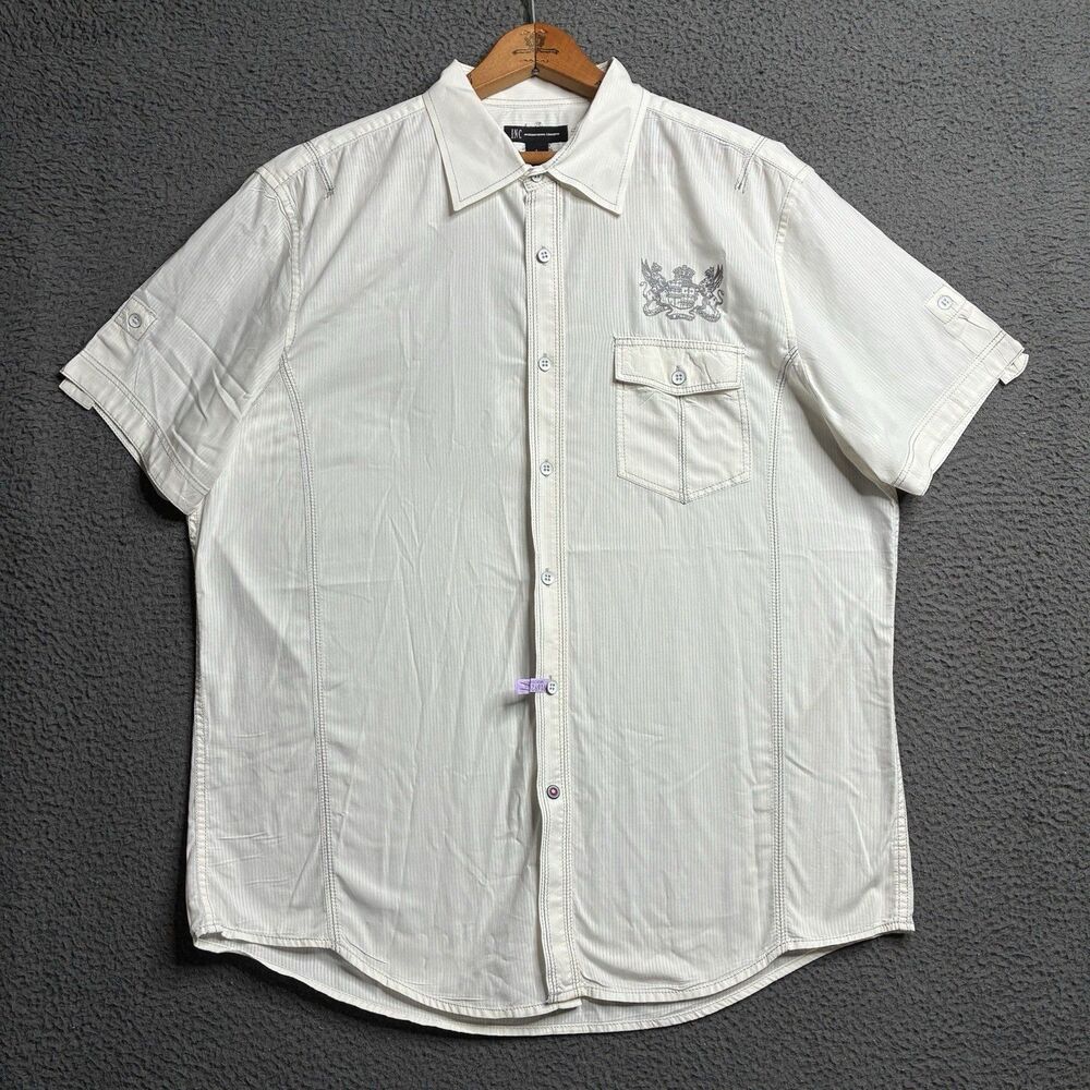 INC International Concepts Button Front Shirt Mens Large Embroidered